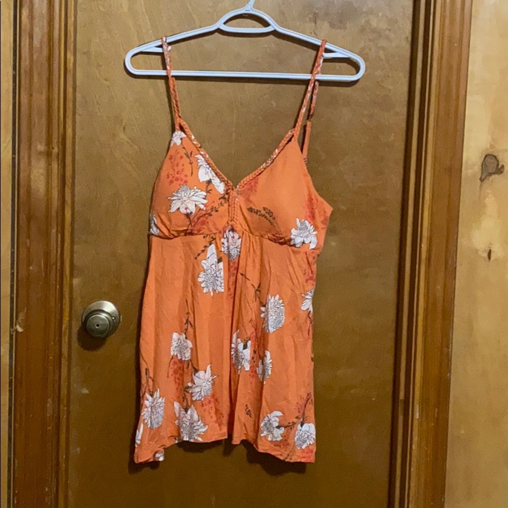Orange Floral Strappy Tank